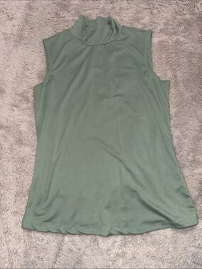 Sleeveless Mock Neck Tank Top in Sage Green